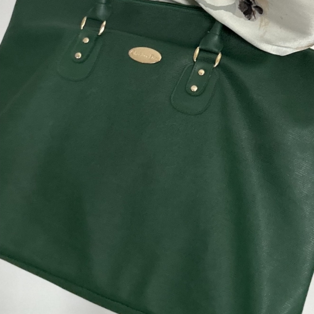 Vintage Christian Dior Green Oversized Shoulder Bag/Purse,